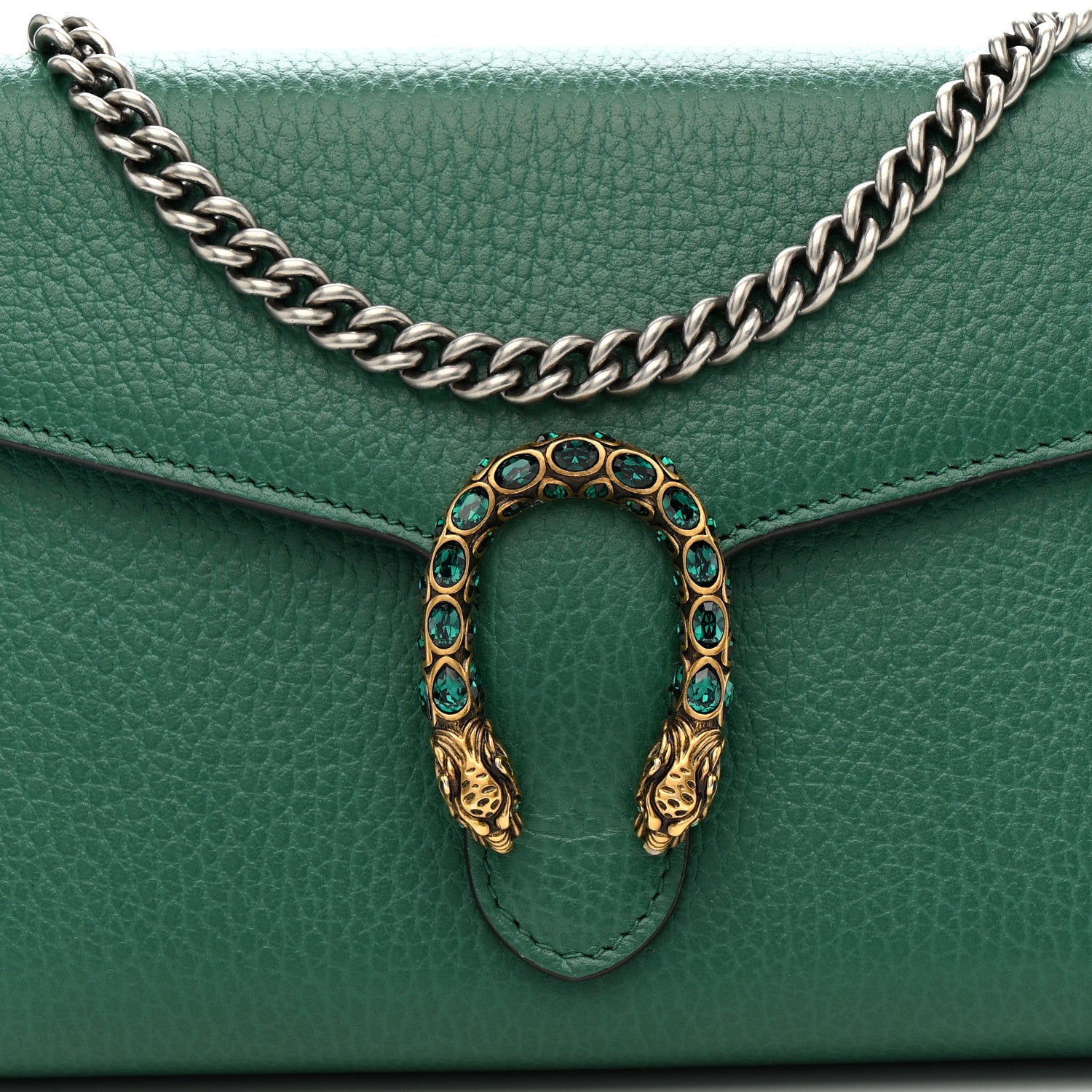Gucci Calfskin Mini Dionysus Chain Wallet Emerald 9 of 11