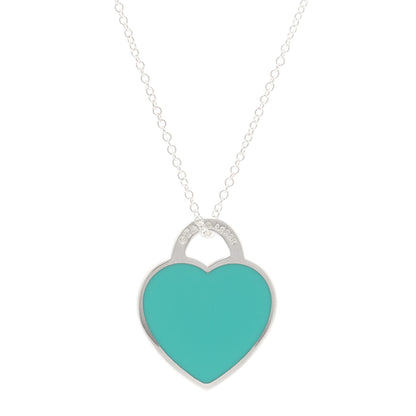 Tiffany Sterling Silver Enamel Small Return to Tiffany Heart Pendant Necklace Blue 4 of 5