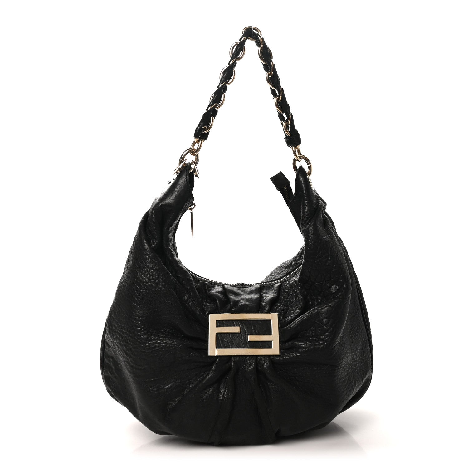 Fendi Crinkled Lambskin Mia Hobo Black 1 of 12