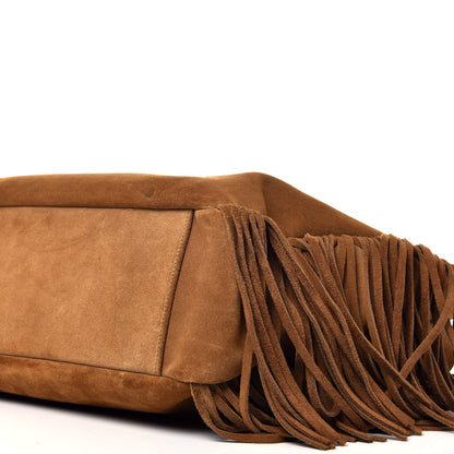 Saint Laurent Suede Fringe Monogram Shopping Tote Light Ochre 8 of 8