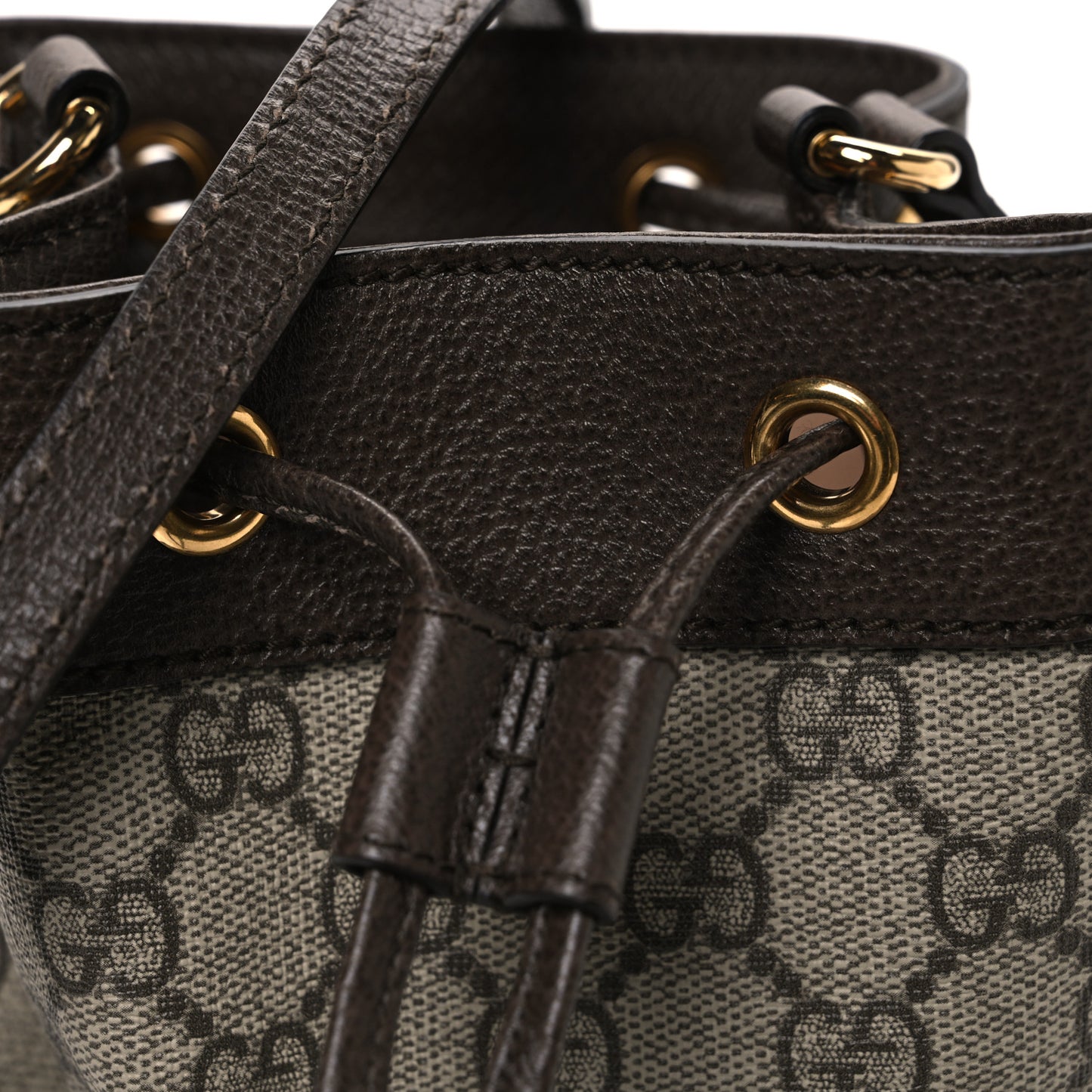 GG Supreme Monogram Web Mini Ophidia Bucket Bag Brown