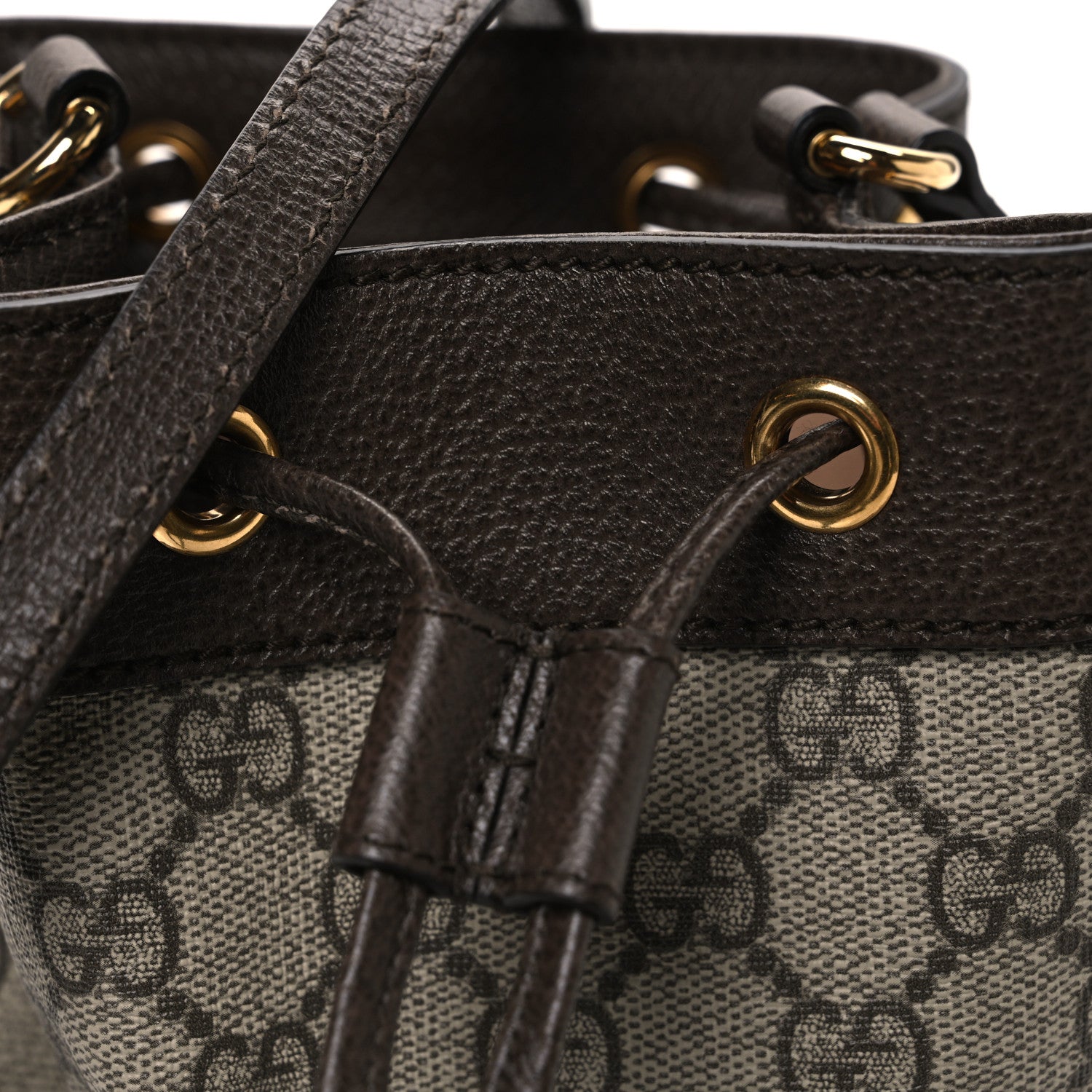Gucci GG Supreme Monogram Web Mini Ophidia Bucket Bag Brown 8 of 10