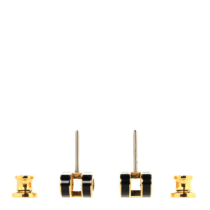 Hermes Gold Lacquered Mini Pop H Earrings Black 3 of 5