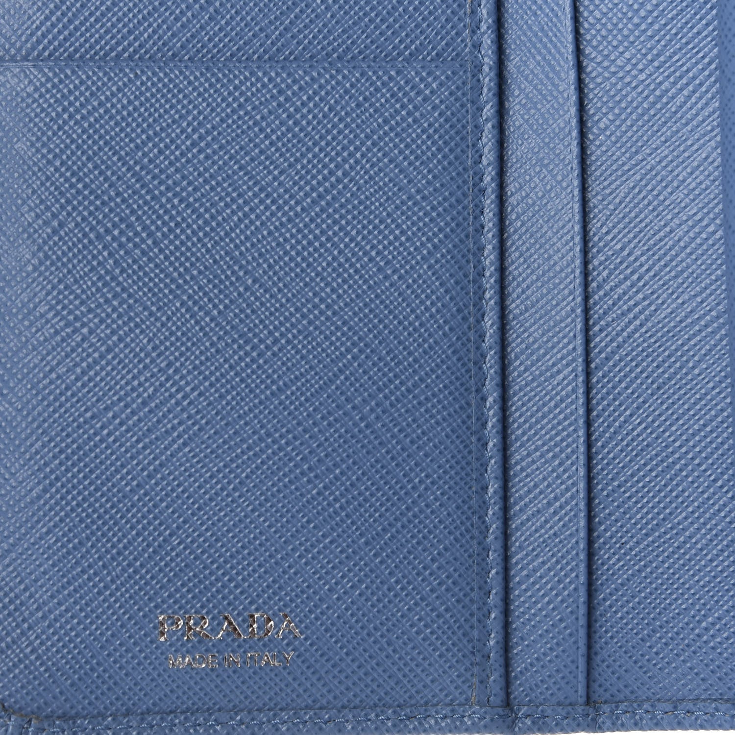 Prada Saffiano Metal Compact Wallet Bluette Mare 6 of 8