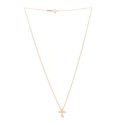 Tiffany 18K Yellow Gold Diamond Elsa Peretti Cross Pendant Necklace 2 of 3