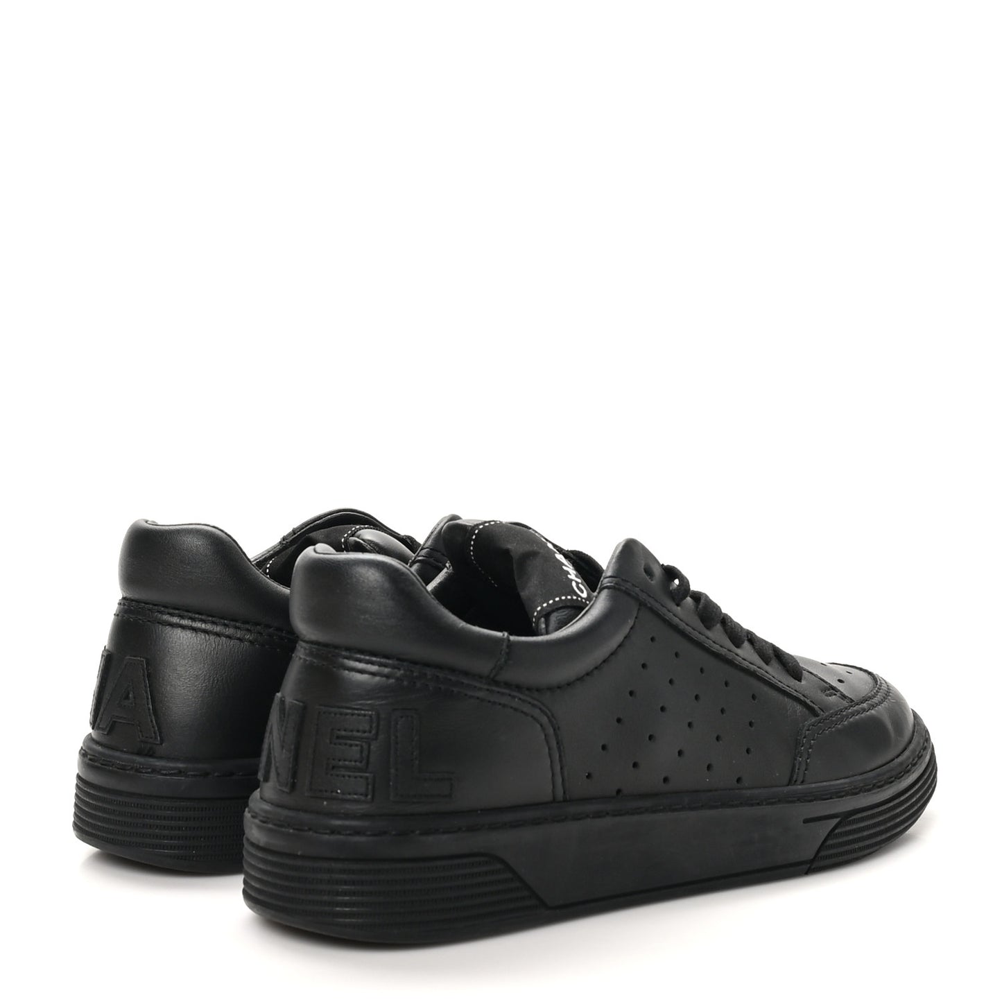 Calfskin CC Womens Sneakers 37.5 Black