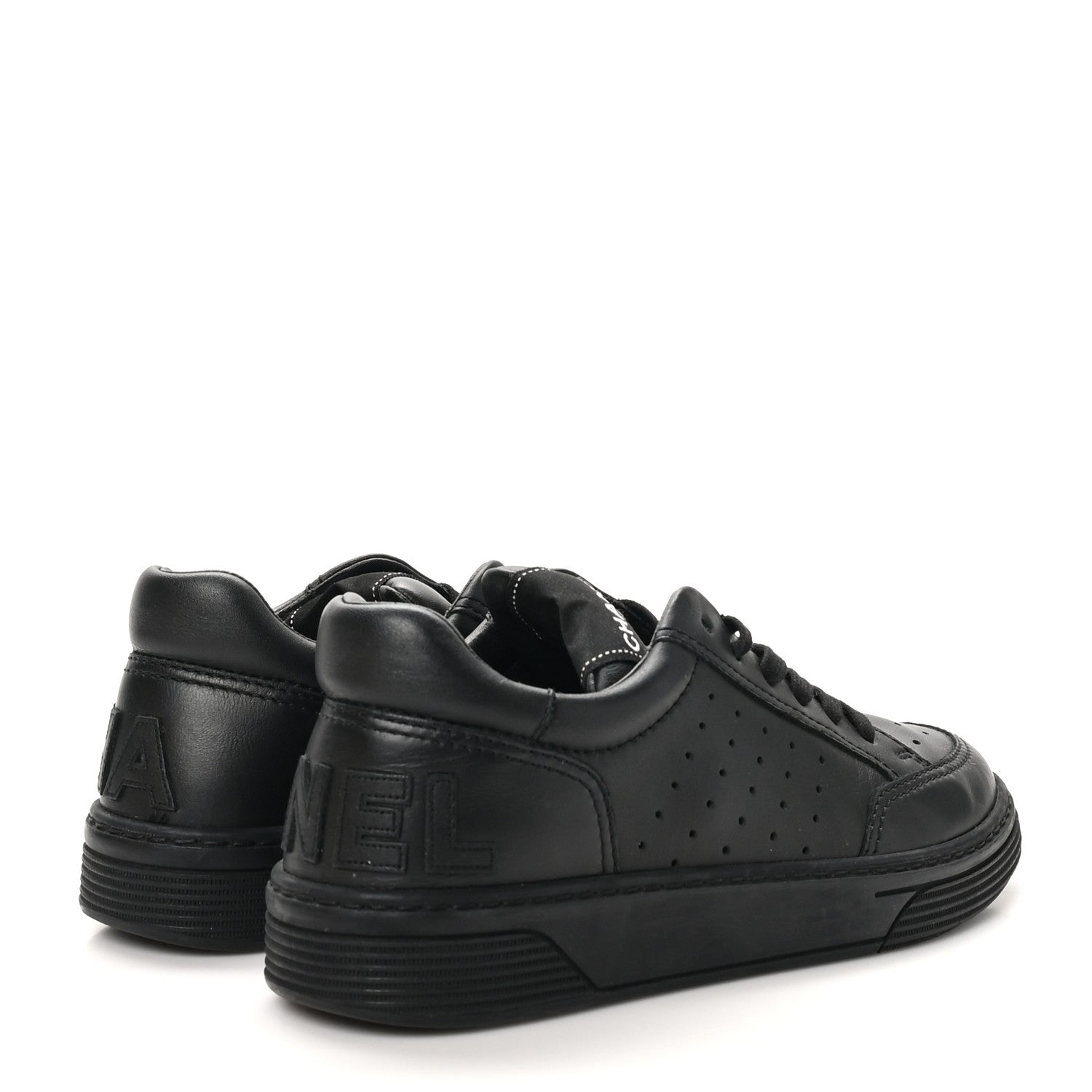 Chanel Calfskin CC Womens Sneakers 37.5 Black 5 of 10