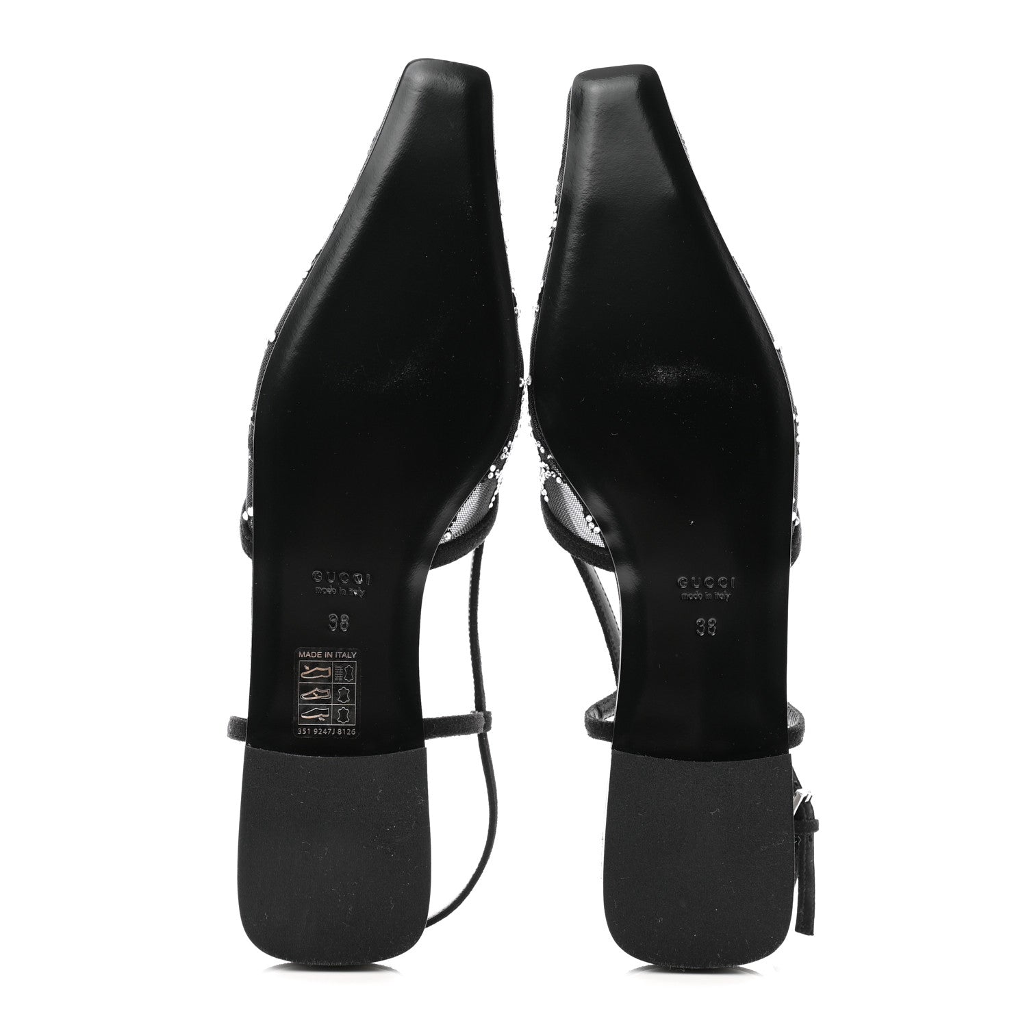 Gucci Tela Retino Kid Scamosciato Crystal GG Monogram Square G Slingback Flat 38 Black 5 of 8