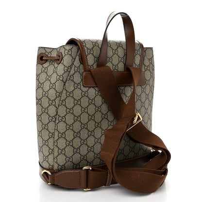 Gucci GG Supreme Monogram Azalea Calfskin Retro Interlocking G Buckle Backpack Beige Ebony Brown Sugar 3 of 10