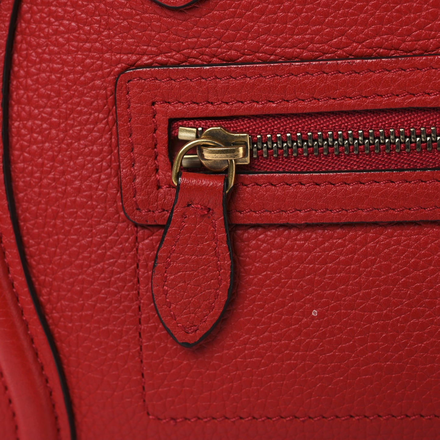 Drummed Calfskin Nano Luggage Red