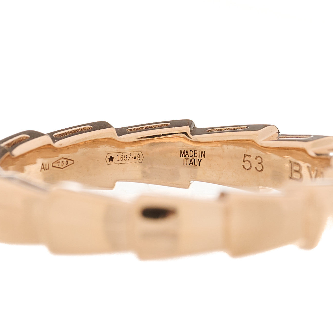 Bulgari 18K Rose Gold Serpenti Viper Band Ring 53 6.5 6 of 8