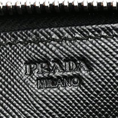 Prada Saffiano Triangle Zip Around Wallet Black 6 of 6