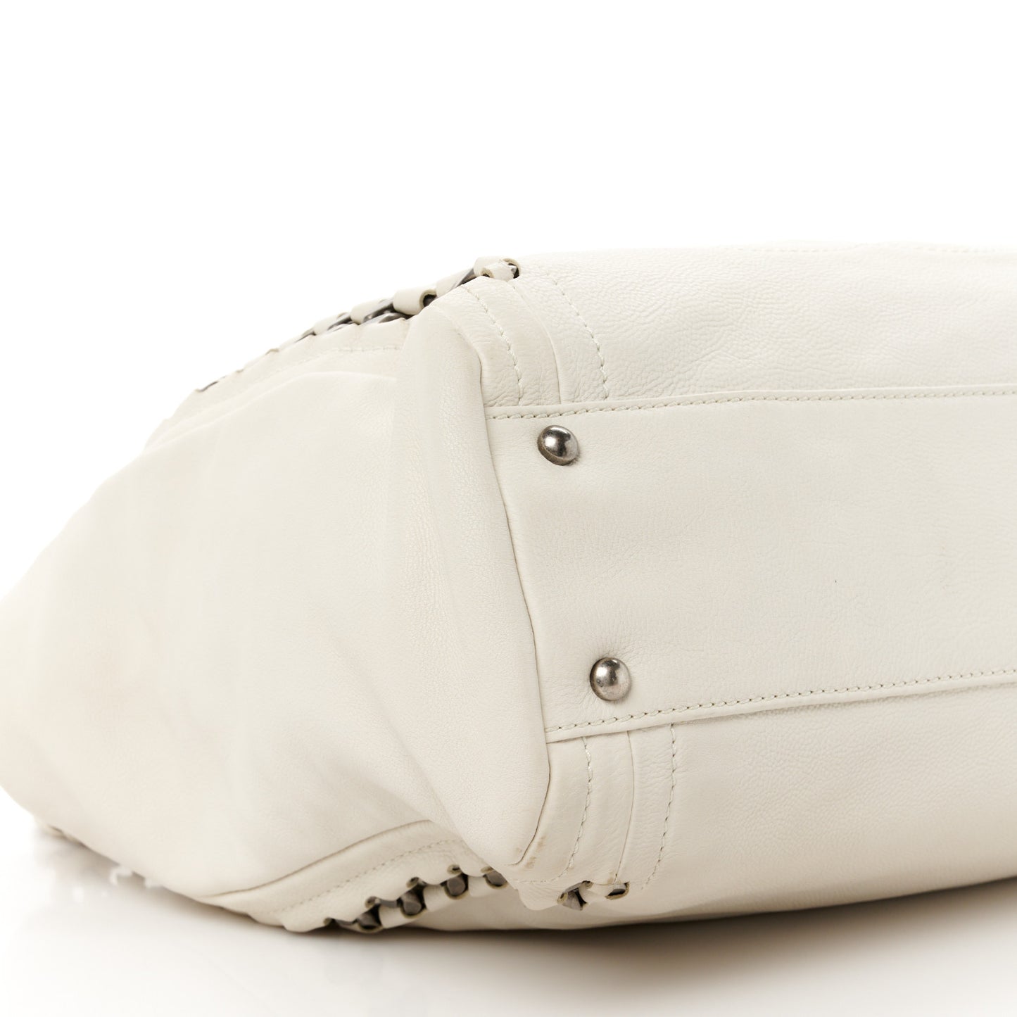 Calfskin East West Modern Chain Tote White