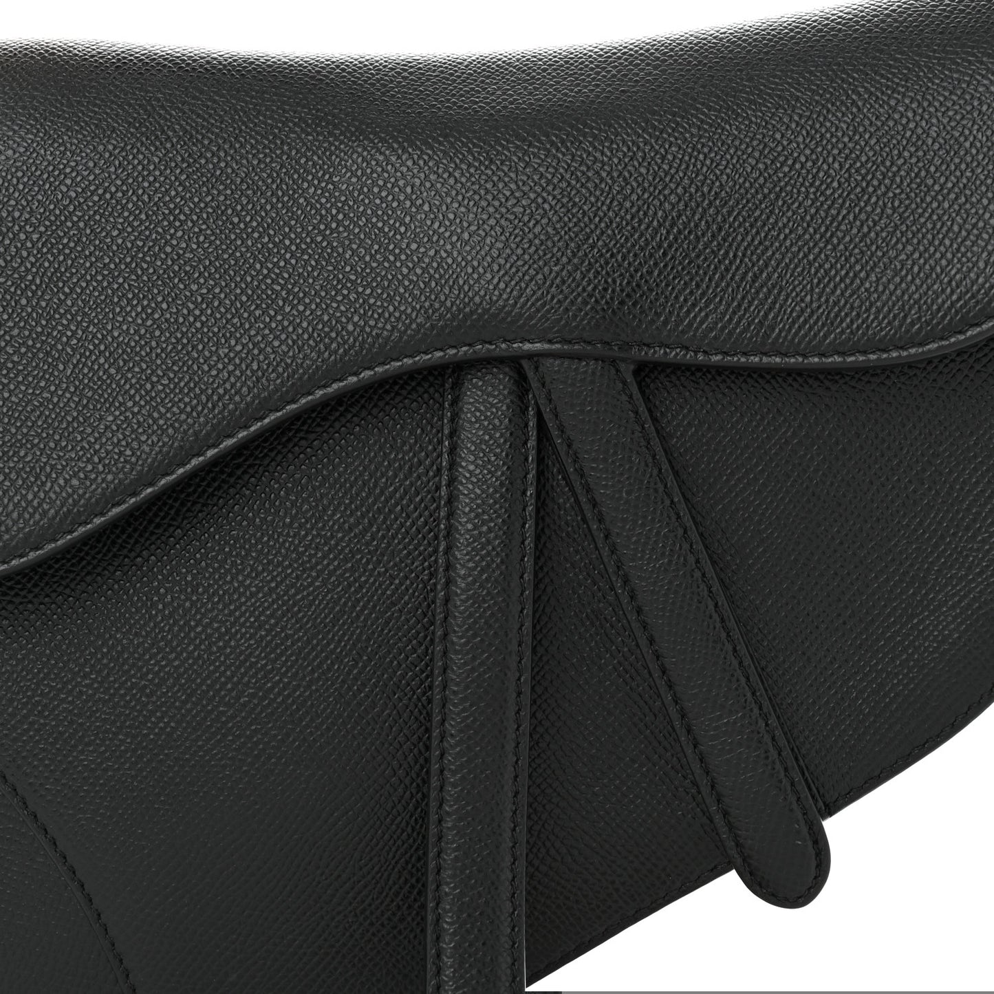 Grained Calfskin Saddle Bag Black