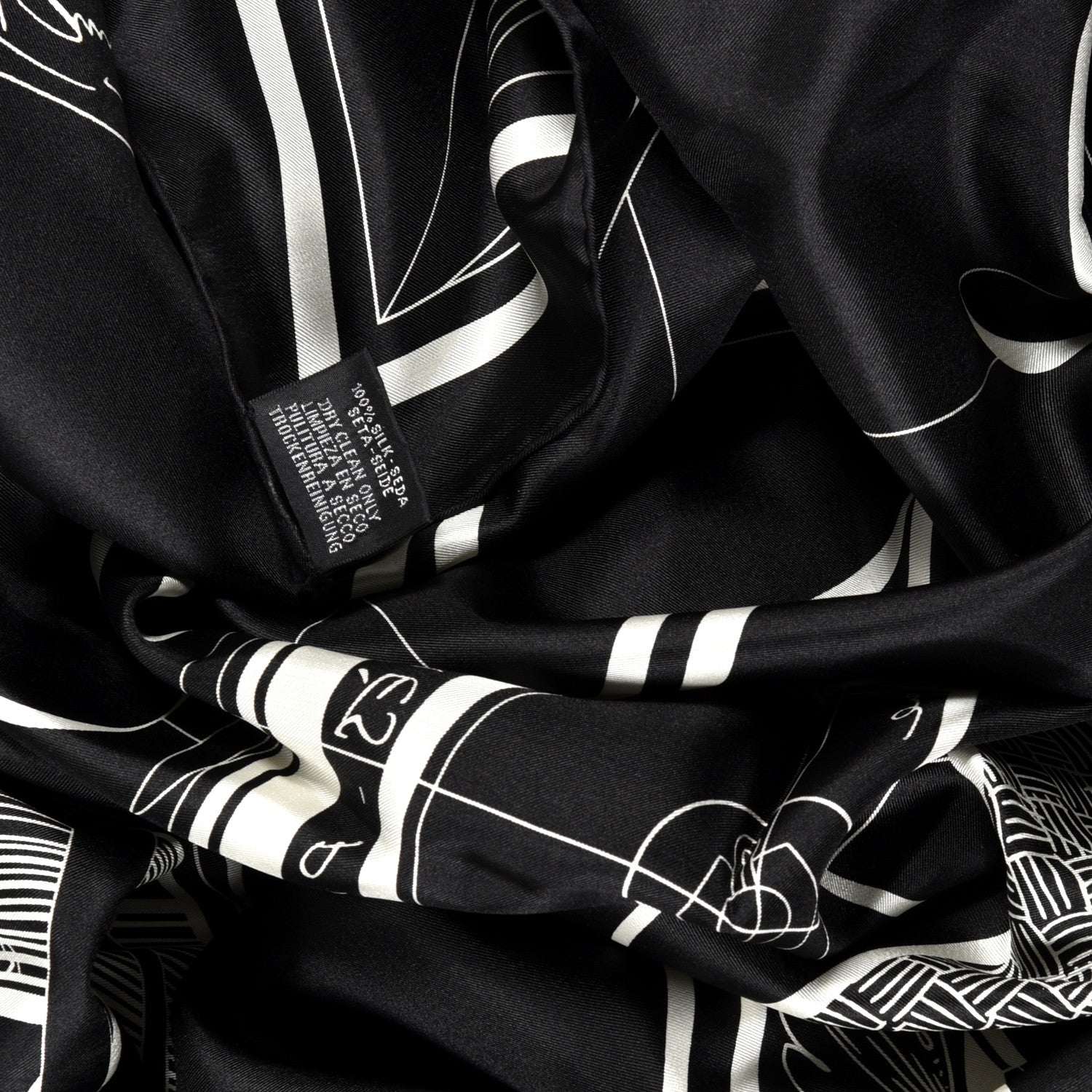 Hermes Silk Carre Geant Summer Petit Duc Scarf 140 Black White 3 of 3