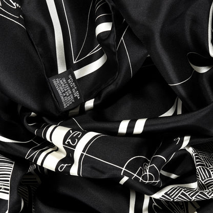 Hermes Silk Carre Geant Summer Petit Duc Scarf 140 Black White 3 of 3
