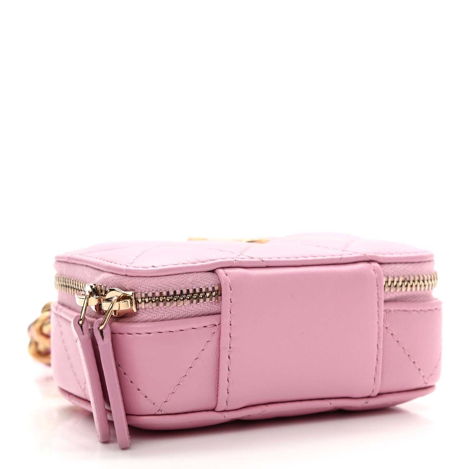 Chanel Lambskin Quilted Mini Lacquered Chain Clutch Pink 4 of 12