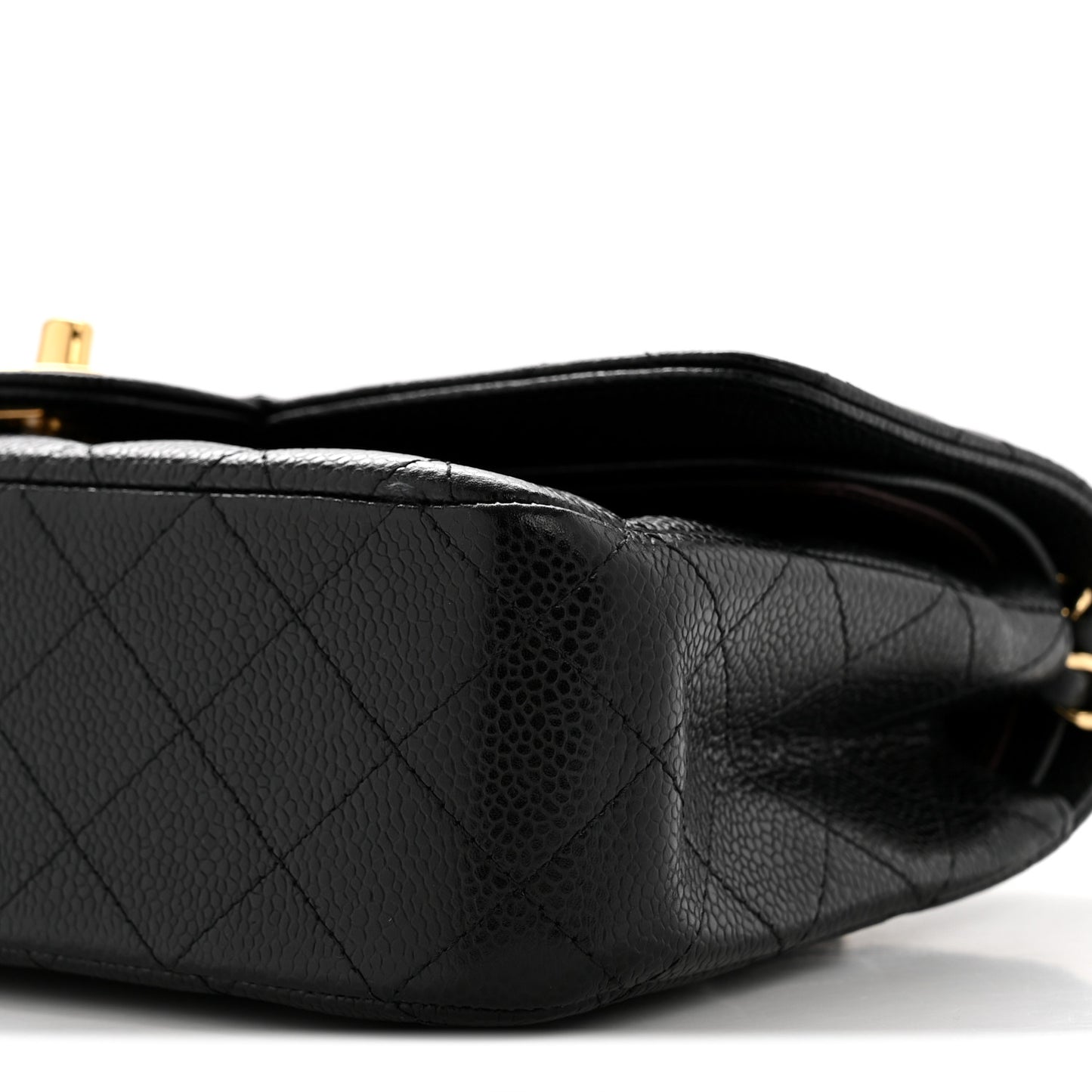 Caviar Quilted Medium Double Flap Black