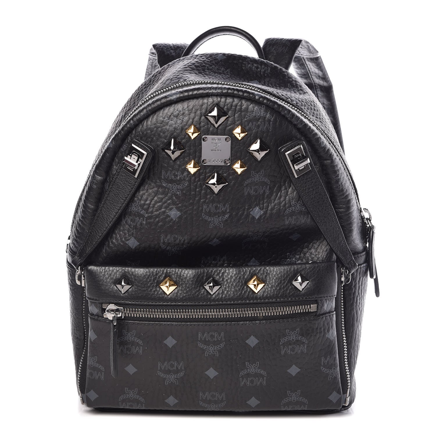 MCM Visetos Studded Small Dual Stark Backpack Black 1 of 12