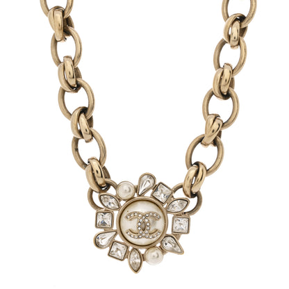 Chanel Pearl Crystal CC Snowfall Chain Short Necklace Light Gold 4 of 6