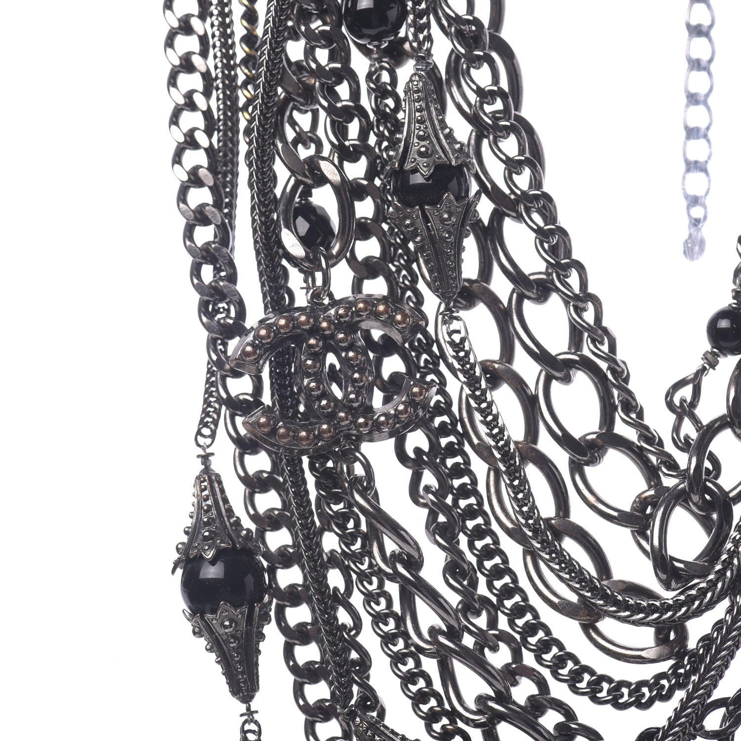 Chanel Ruthenium CC Multistrand Necklace Black 4 of 7