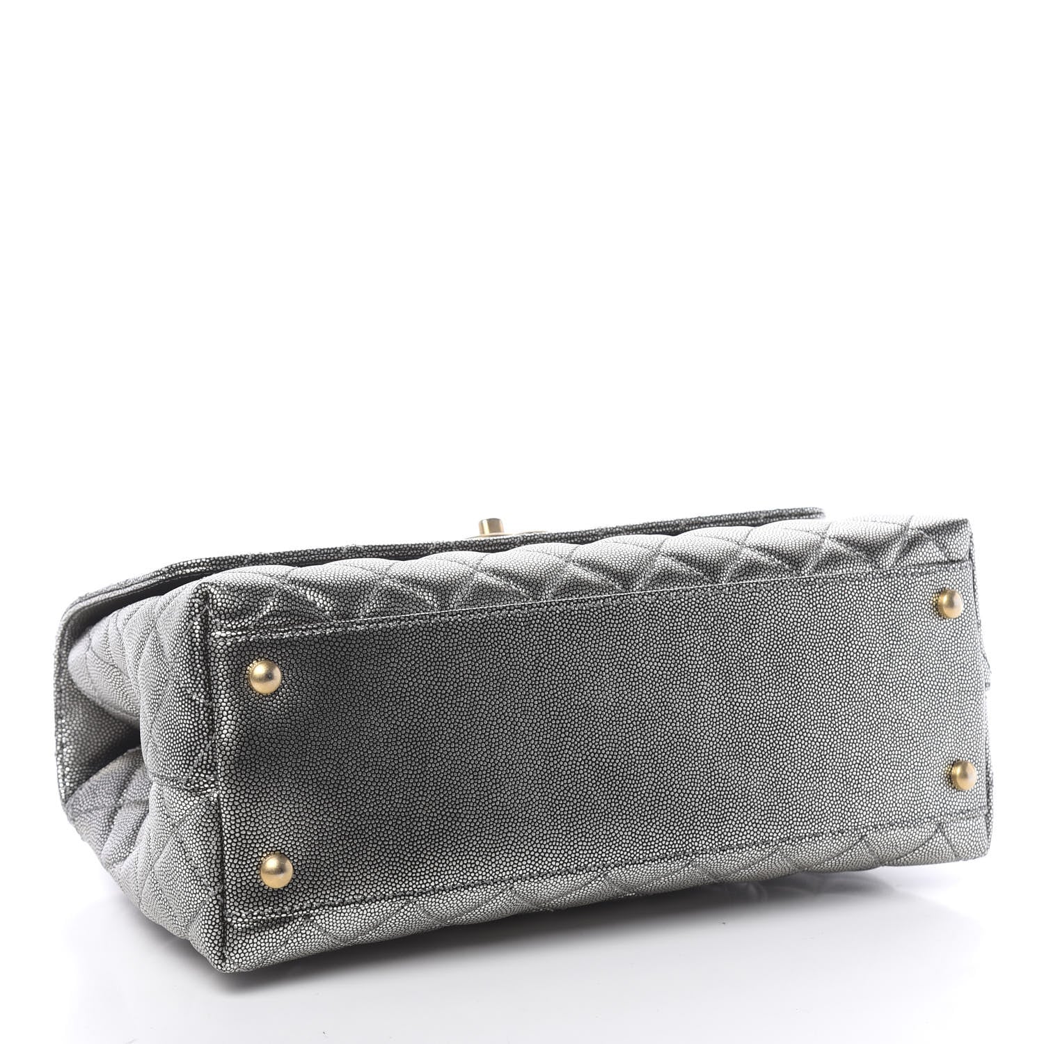Chanel Metallic Caviar Quilted Small Coco Handle Flap Silver 4 of 11