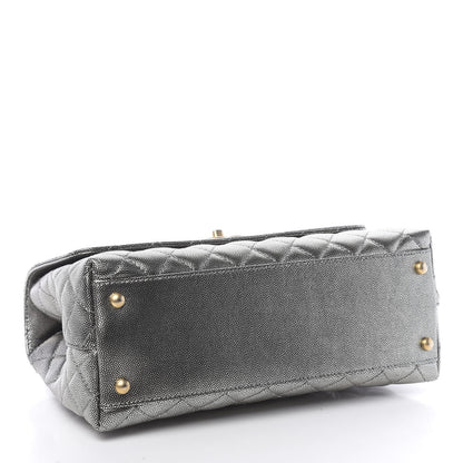 Chanel Metallic Caviar Quilted Small Coco Handle Flap Silver 4 of 11