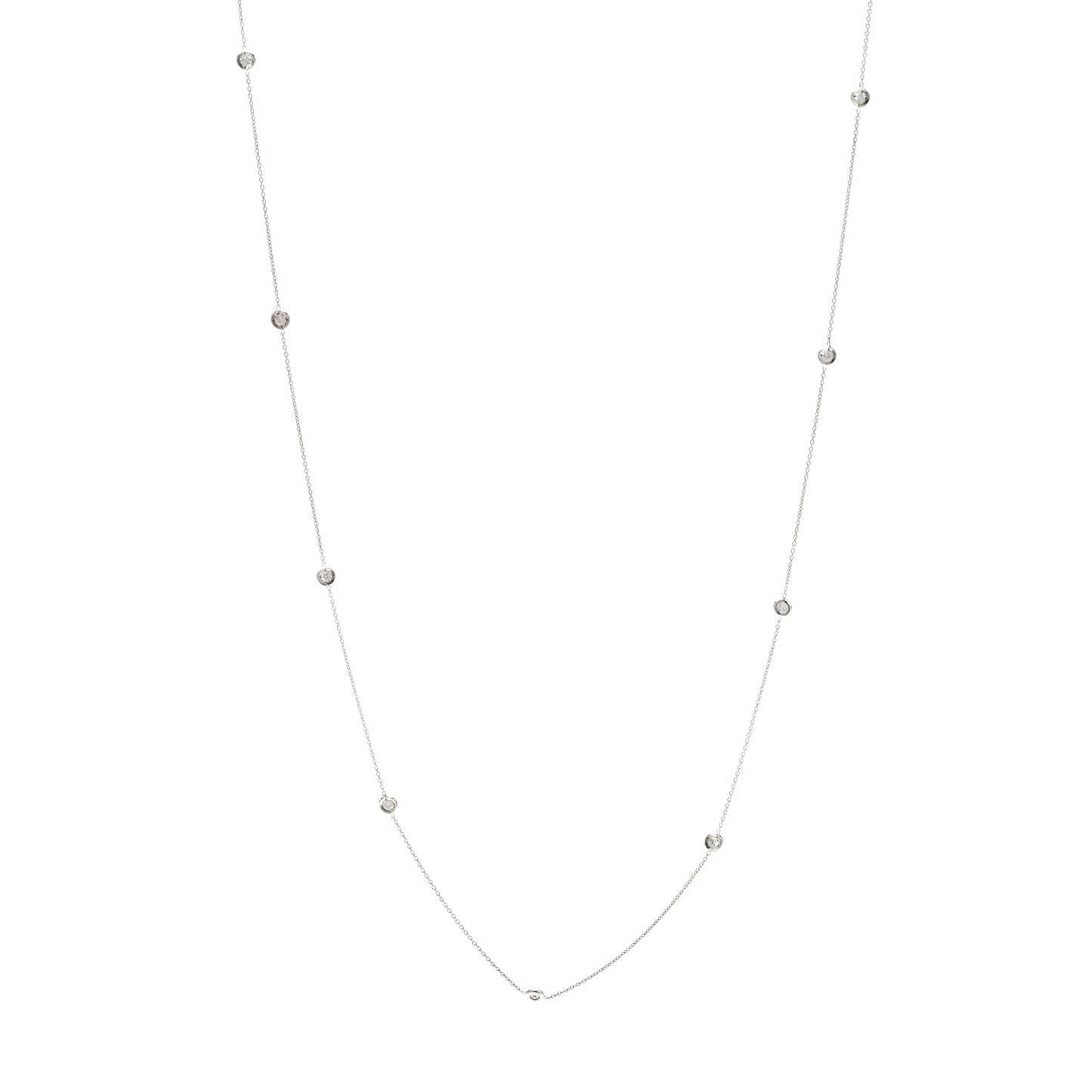 18K White Gold Diamond .70ctw Diamonds By The Inch Fifteen Station Necklace