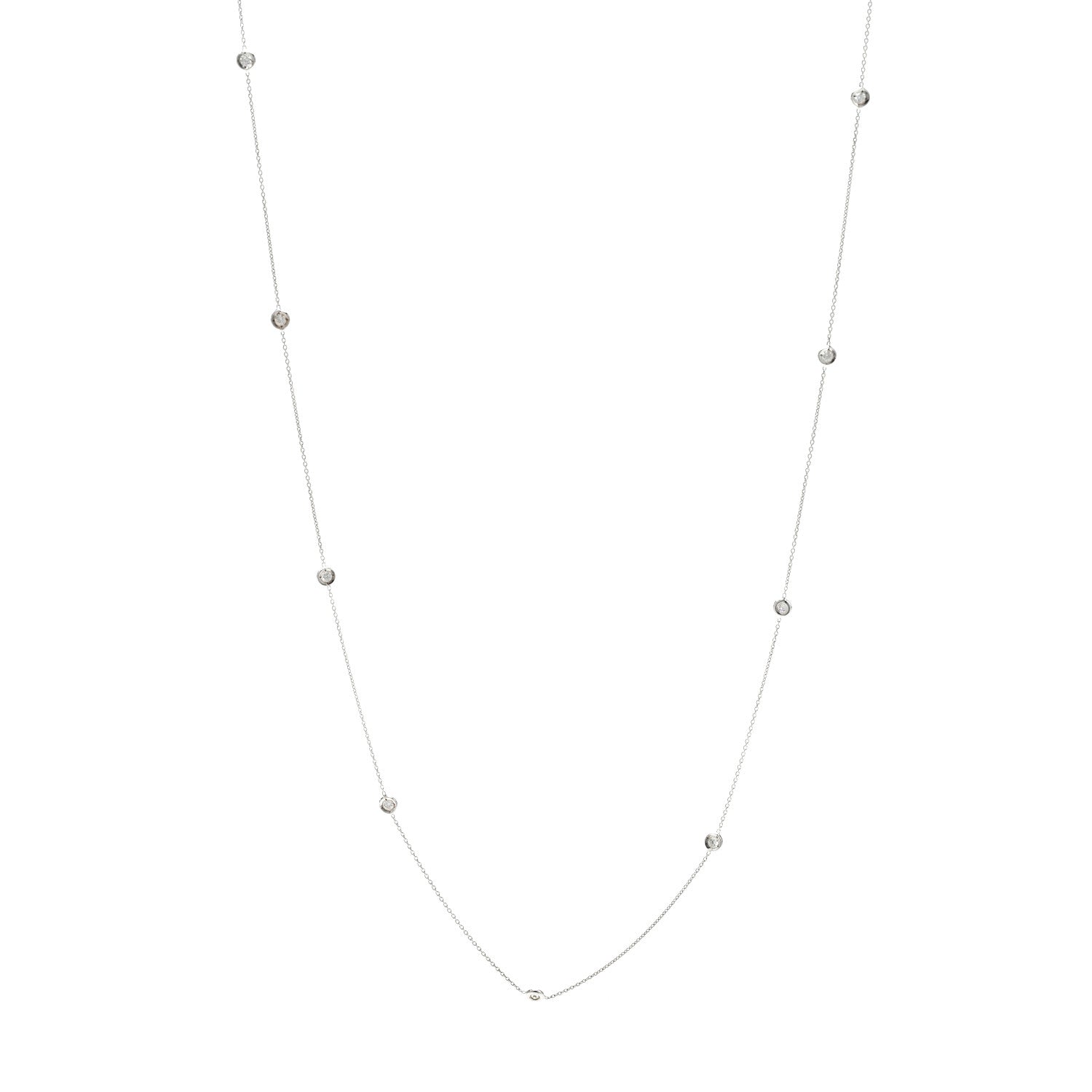 Roberto Coin 18K White Gold Diamond .70ctw Diamonds By The Inch Fifteen Station Necklace 1 of 5