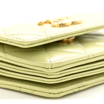 Chanel Lambskin Quilted Flap Card Holder On Chain Light Green 9 of 12