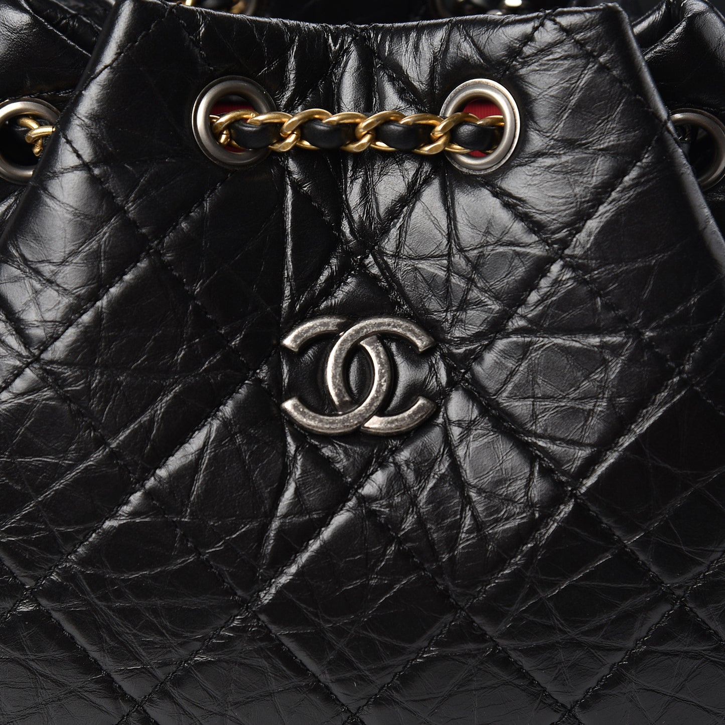 Aged Calfskin Quilted Small Gabrielle Backpack Black