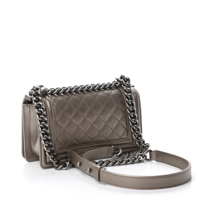 Chanel Metallic Caviar Quilted Small Boy Flap Bronze 3 of 10