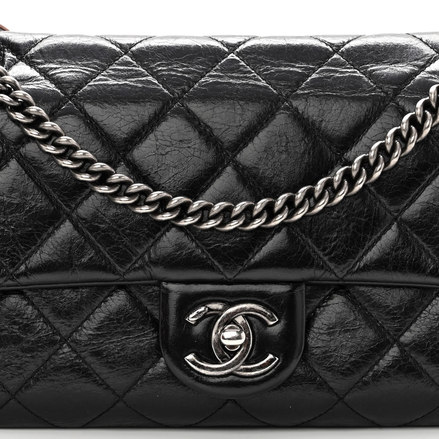 Chanel Glazed Calfskin Quilted Medium Duo Color Flap Black 8 of 10
