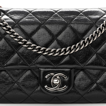 Chanel Glazed Calfskin Quilted Medium Duo Color Flap Black 8 of 10