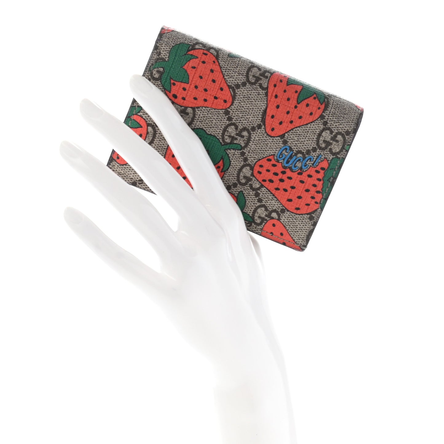 GG Supreme Monogram Strawberry Card Case