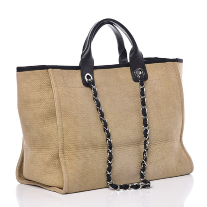 Chanel Canvas Large Deauville Tote Beige Black 4 of 11