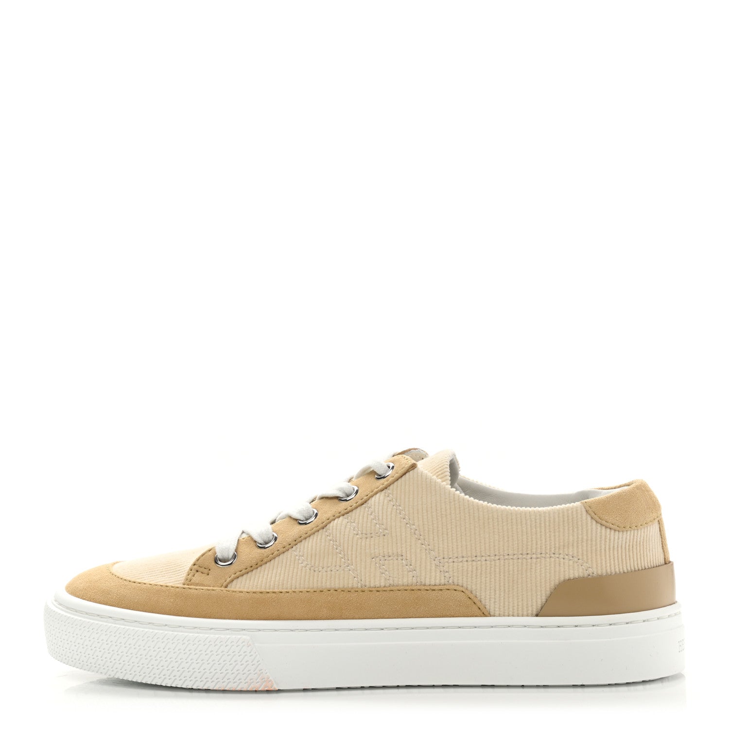 Hermes Fabric Ribbed Suede Goatskin Deep Sneakers 36 Beige Crin 1 of 10