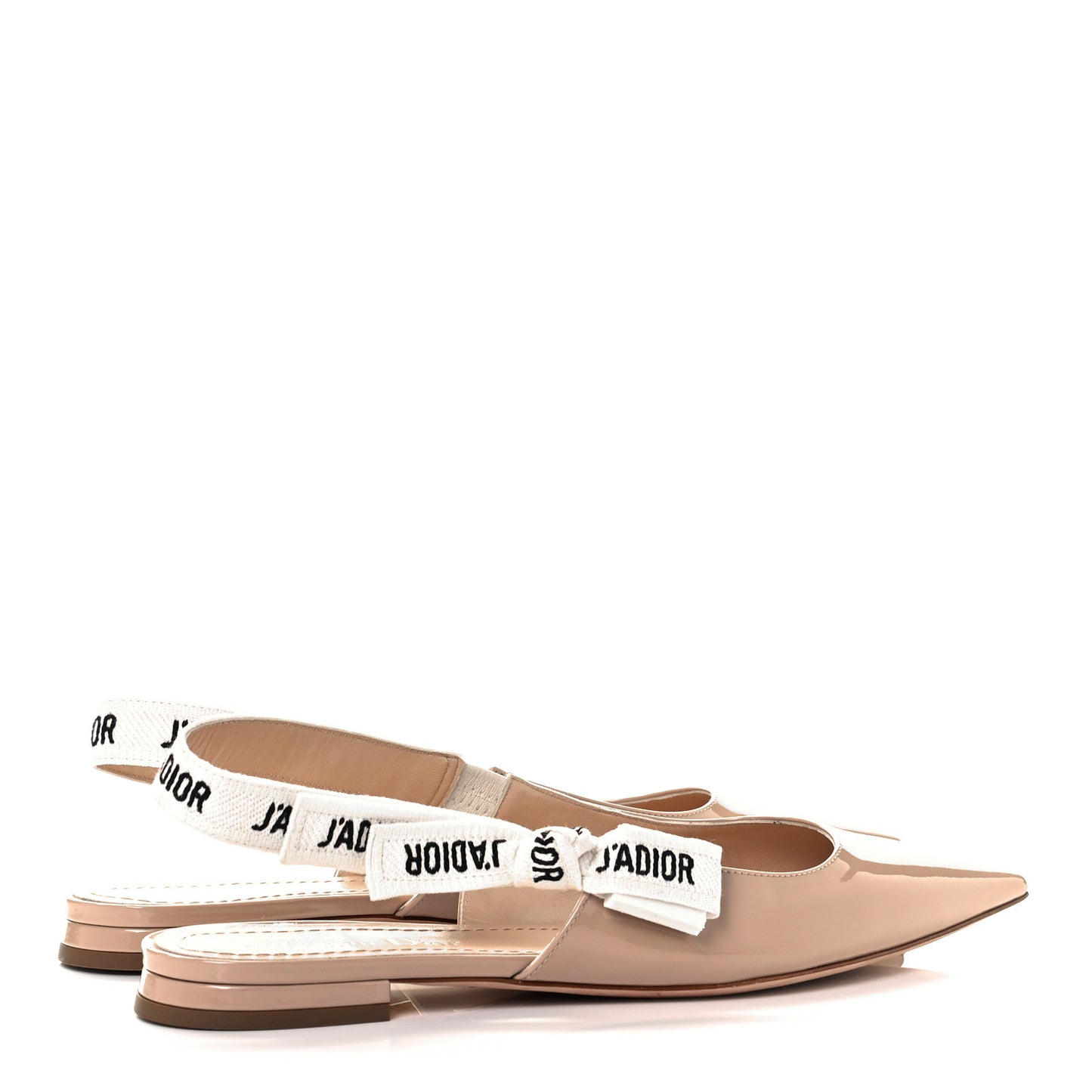Patent Ribbon J'Adior Slingback Ballet Flats 37 Nude