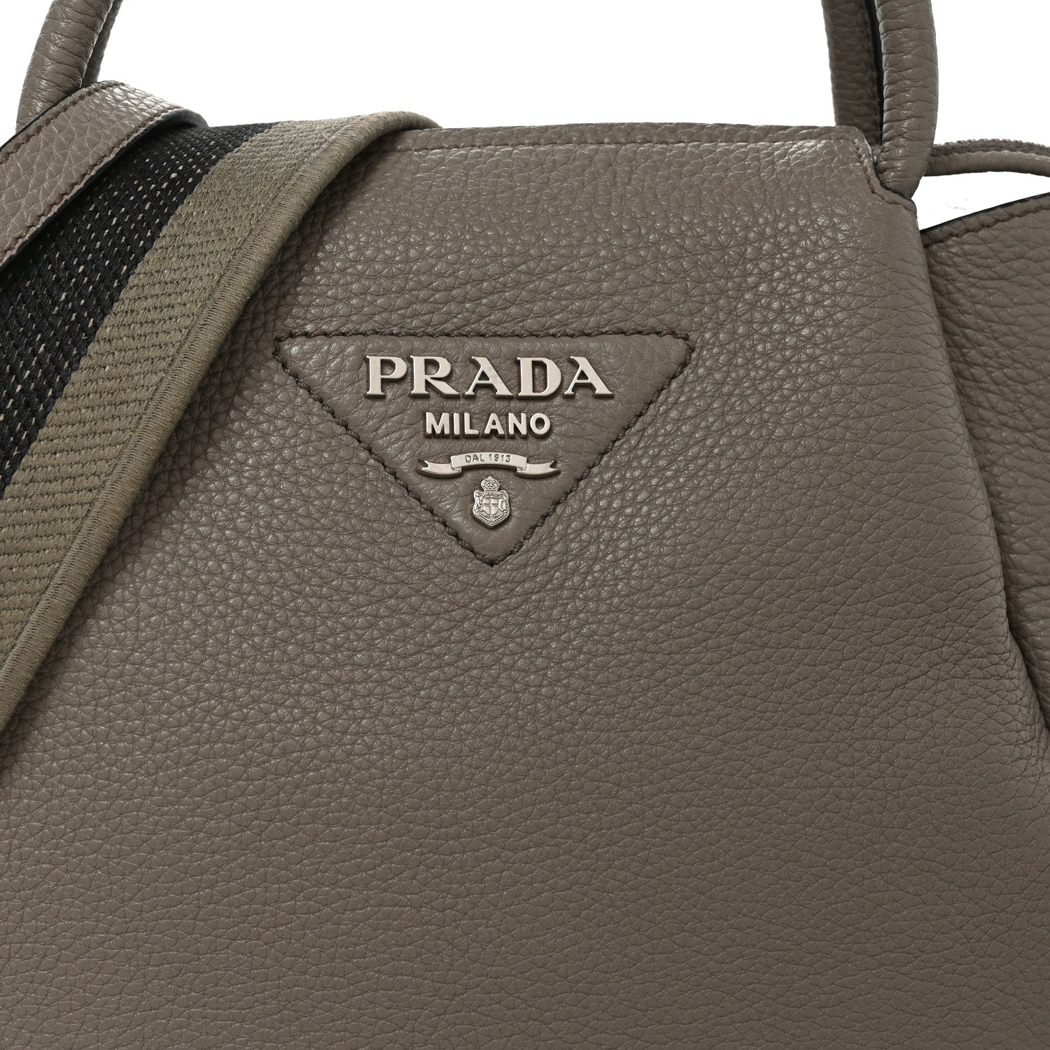 Prada Vitello Daino Soft Small Zippered Top Handle Bag Argilla 7 of 9