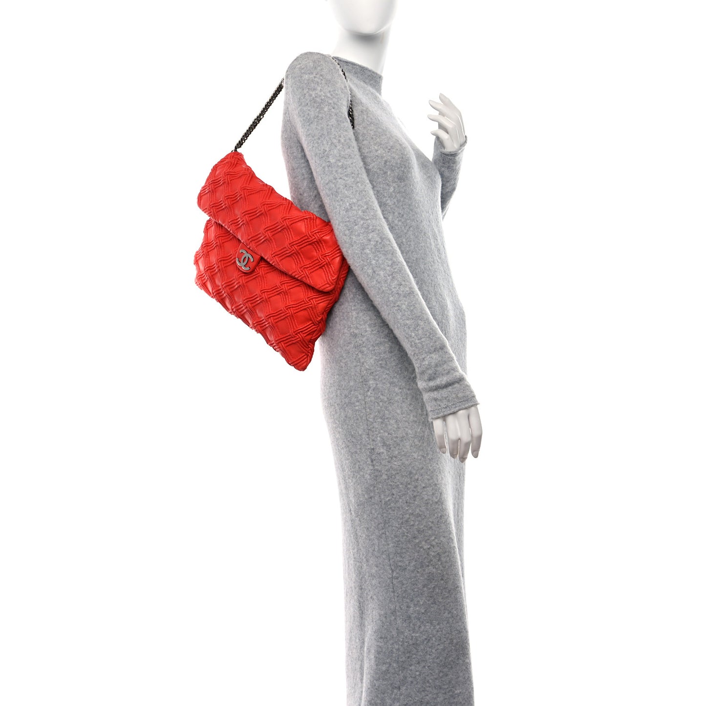 Lambskin Stitched Large Walk Of Fame Flap Red
