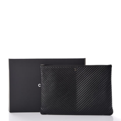 Chanel Caviar Chevron Quilted Large Cosmetic Case Black 8 of 8