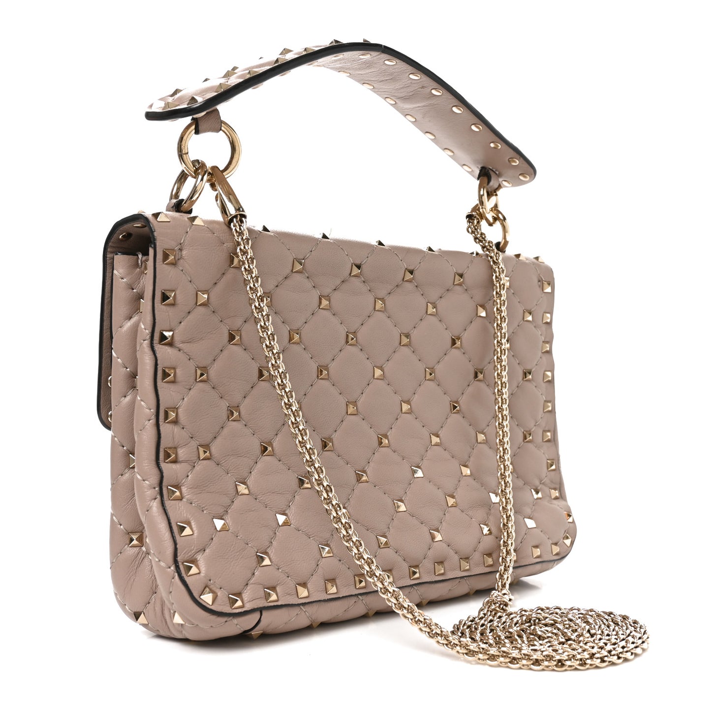 Lambskin Medium Rockstud Spike Shoulder Bag Poudre Poudre