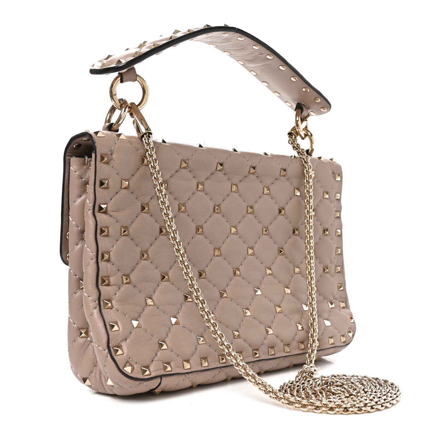 Valentino Garavani Lambskin Medium Rockstud Spike Shoulder Bag Poudre Poudre 3 of 10