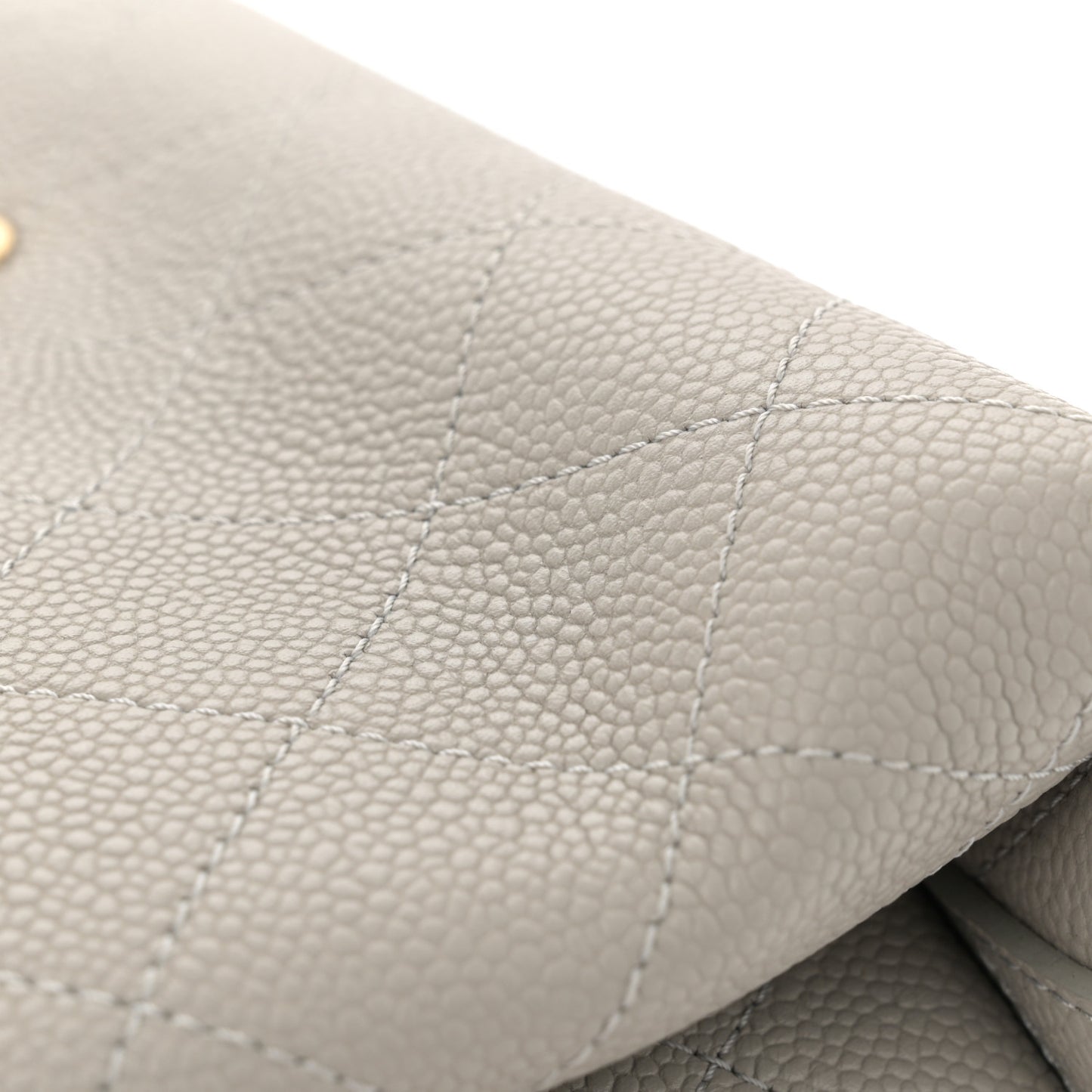 Grained Calfskin Small Stitched Flap Grey