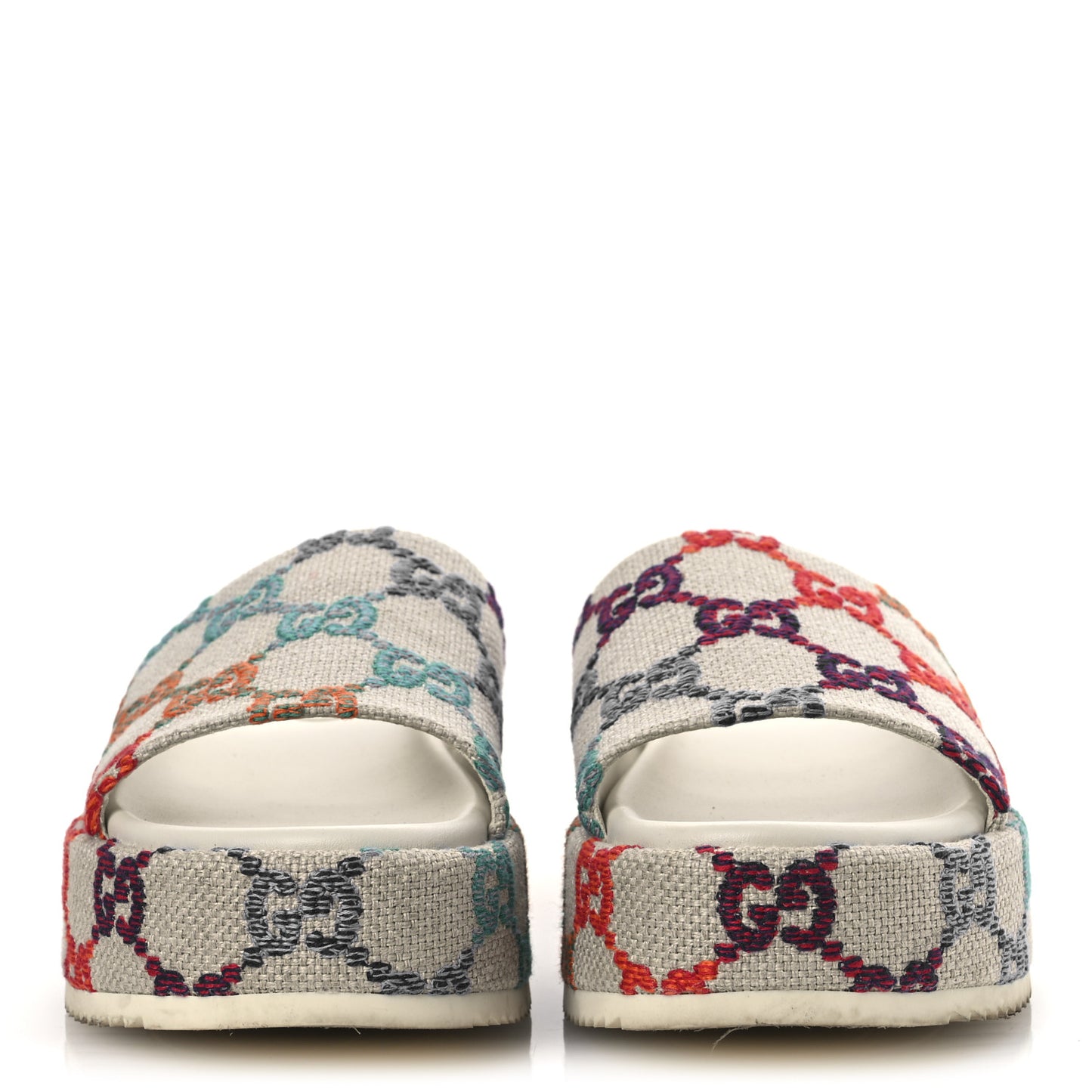 Linen Psychedelic Mini GG Monogram Angelina Platform 55mm Slide Sandals 40.5 Multicolor