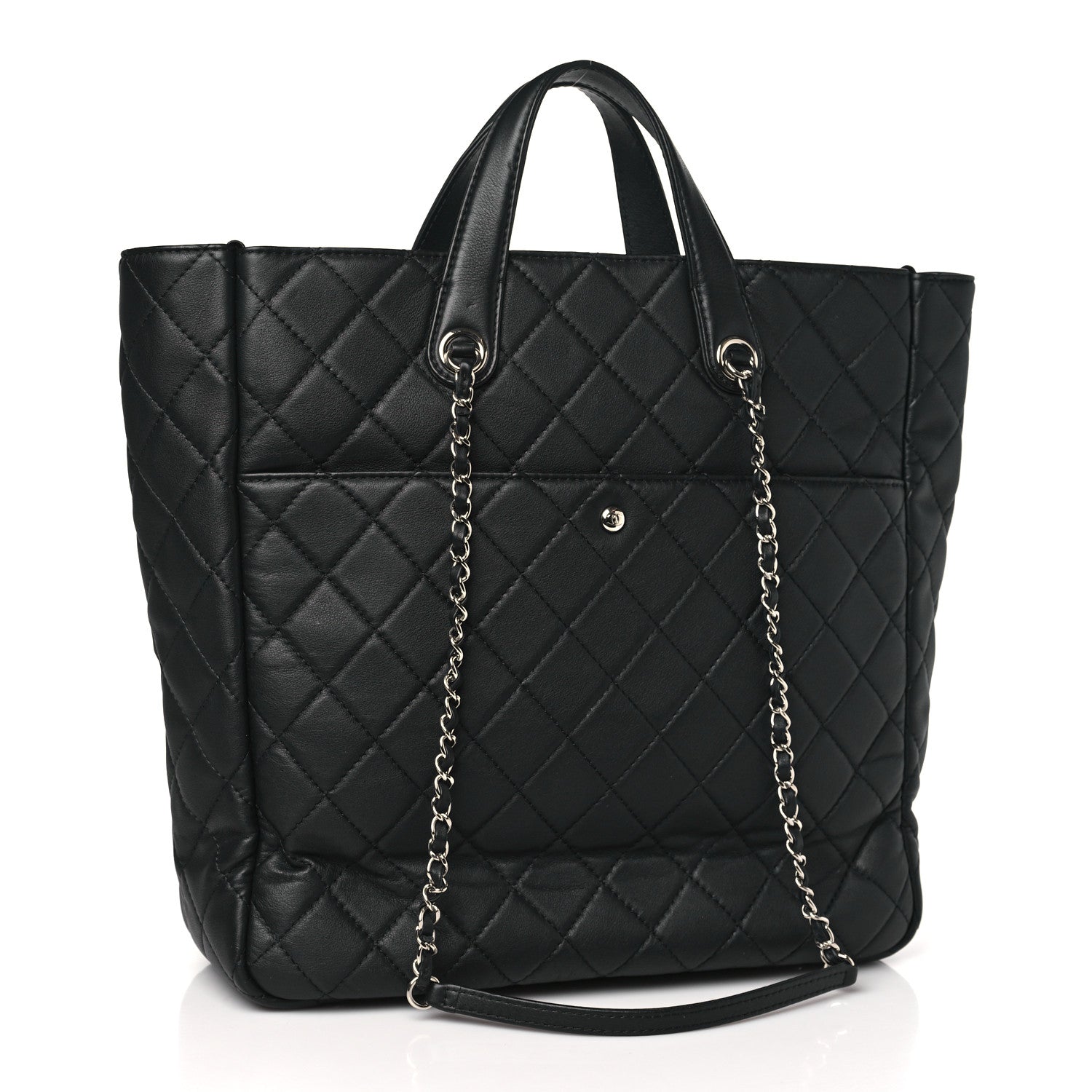 Chanel Calfskin Quilted Ultra Pocket Shopping Tote Black 3 of 8