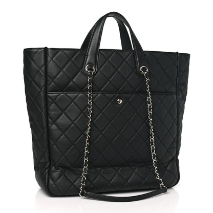 Chanel Calfskin Quilted Ultra Pocket Shopping Tote Black 3 of 8
