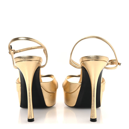 Saint Laurent Metallic Debbie Platform Sandal 37.5 Gold 6 of 14