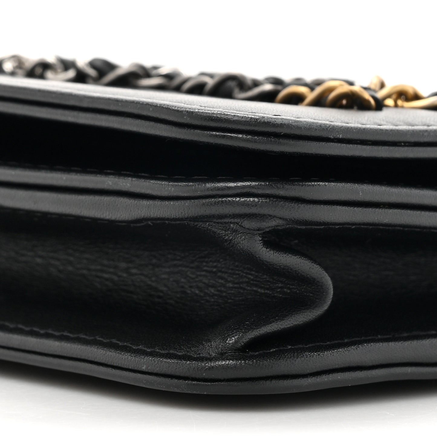 Calfskin Chain 20s Signe Wallet on Chain WOC Black