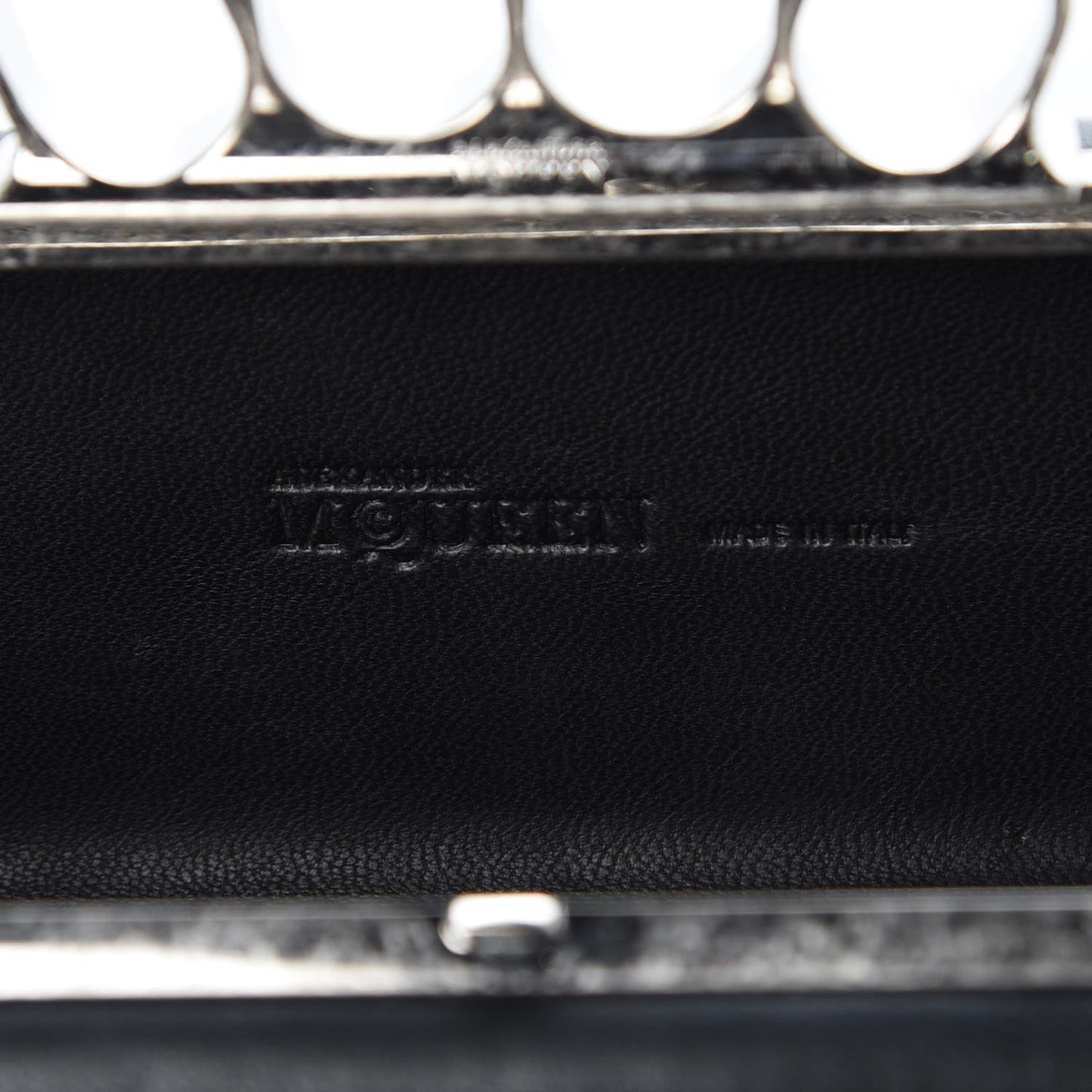 Nappa Studded Skull Knuckle Box Clutch Black